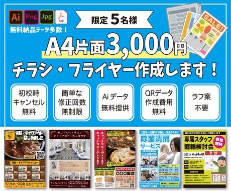 先着5名様限定　低価格でチラシを作成いたします 初校提出時にご満足いただけない場合は、キャンセル無料です イメージ1