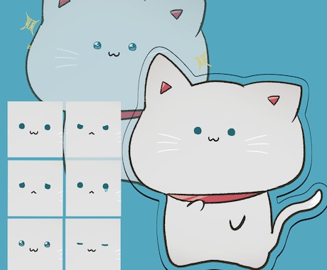 ぷにぷに白猫さんイラスト販売します ゲーム・TRPG・動画・ブログ等に！【立ち絵・表情差分6種】 イメージ1