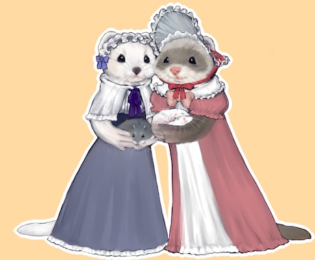 動物のイラストを描きます 服や小物なども含めて描くことが可能です。 イメージ2