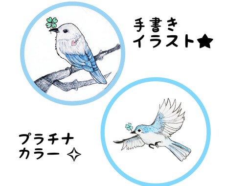 プラチナカラーの一味違う手書きイラストを書きます 幸せを呼ぶ青い鳥のアイコンでプラチナを目指しませんか？ イメージ1