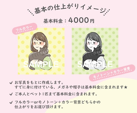 ペットと一緒のアイコンお描きします 大好きが伝わる！SNSやブログにぴったりなおしゃれな似顔絵！ イメージ2
