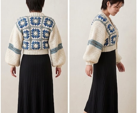 手編みモチーフ柄ショート丈カーディガンを制作します イメージ1