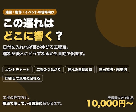 工程表・スケジュール表を作ります 遅れがどこに響くか、見える形に イメージ1