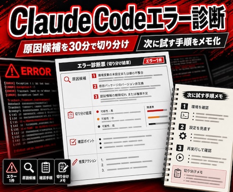 Claude Codeのエラー原因を調べます エラー画面から原因候補と次に試す操作を30分で整理 イメージ1