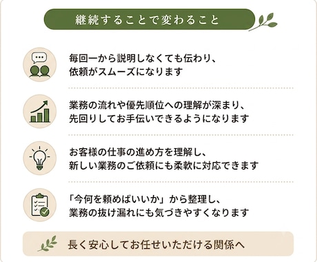 継続用｜オンライン秘書｜日々の業務をサポートします 本業に集中できる環境づくりをサポート イメージ2