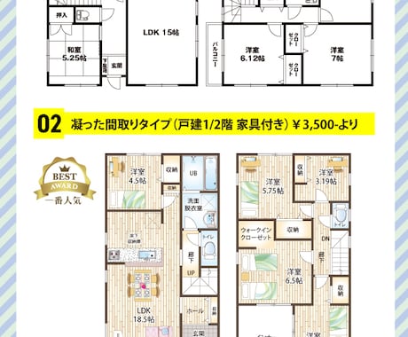 不動産広告や民泊・マイソク用間取り図を作成します 業者・個人OK！訂正無制限・追加費用なし！イラレで爆速清書！ イメージ2
