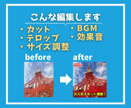 SNS用ショート動画1本3,000円で編集します 素材を送るだけ、あとはお任せ。最短即日！サクッと1本。 イメージ2