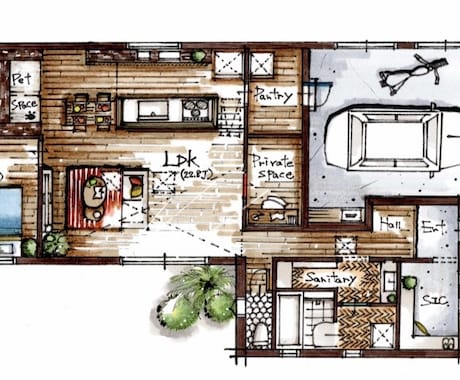 即レス◎現役パース屋が手描きの間取り図を作成します 現役不動産屋IC×パース屋が販売活動をサポートします。 イメージ2