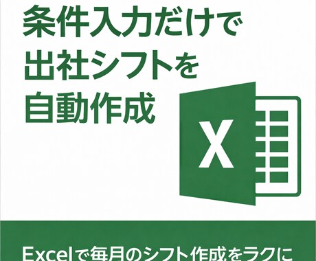 毎月の出社シフト作成をExcelで自動化します 条件入力だけで、毎月のシフト作成をラクにします イメージ1