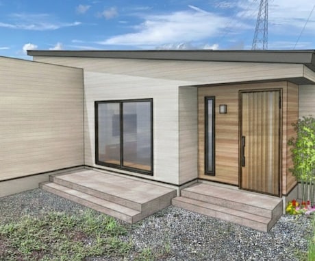注文住宅の外観パースを完成予想図に仕上げます 外観パースをリアルに完成化＋土地に合成 イメージ1