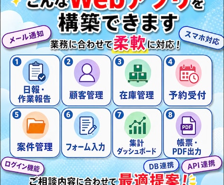 Excel・スプシ業務をWebアプリ化します 800件超の業務改善実績で、要件整理から開発まで対応 イメージ2