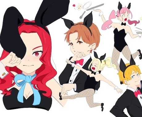 バニー服、タキシードキャラ描きます イメージ1