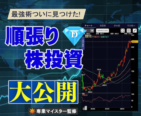 株投資で鉄板の順張りトレンド投資法をお教えします 株投資を完全攻略する順張りトレンドで長年の必殺技を公開！！ イメージ1