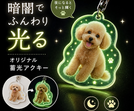 夜に光る蓄光ペットアクキー作ります 昼は可愛く、夜はやさしく輝き あなたの心を和ませます イメージ1