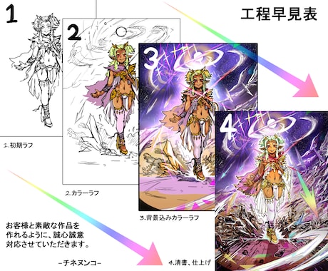 初期ラフ無制限！キラカードっぽいイラスト描きます カッコいい構図で、強そうなイラスト描きます イメージ2