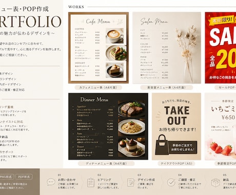 メニュー表・POP作成しますます お店の魅力が伝わるデザインをご提案します。 イメージ1