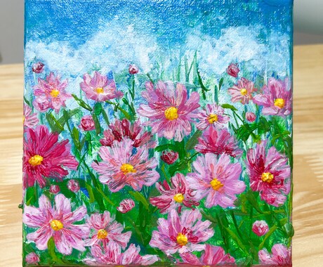 毎月、何が届くか楽しみなお花のアートをお届けします 15×15cm、手描きのアクリル画の原画配送します。 イメージ2