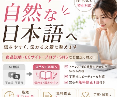英語を自然な日本語に翻訳・リライトします 機械翻訳では伝わりにくい表現を、自然な日本語に整えます。 イメージ1