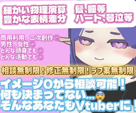 先着1名様限定特別価格、2DVtuber作ります イメージ作りから、イラスト作成、モデリングからデビューまで イメージ1