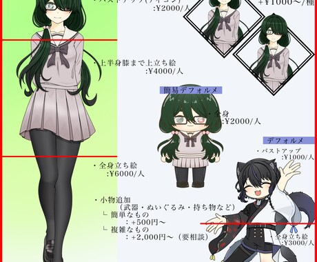キャラクター立ち絵承ります 表情差分2つ（真顔、微笑）、かわいい女の子が得意です！ イメージ2