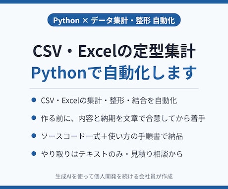Pythonでデータの集計・整形を自動化します イメージ1