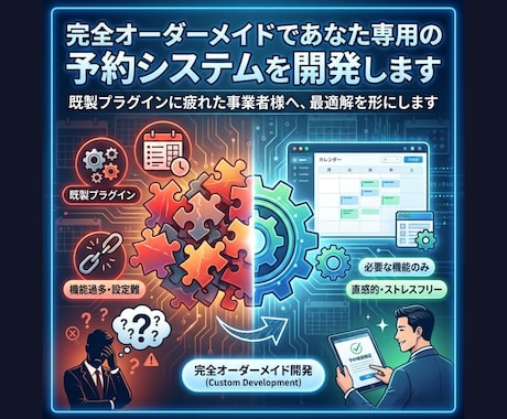完全オーダーメイドで専用の予約システムを開発します 既製サービスに限界を感じている方・専用予約機能が必要な方へ イメージ1