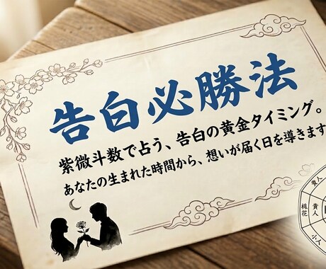 いつ彼／彼女に告白タイミングを鑑定します 告白タイミングと告白方法をあなたの生まれる時間から解読 イメージ1