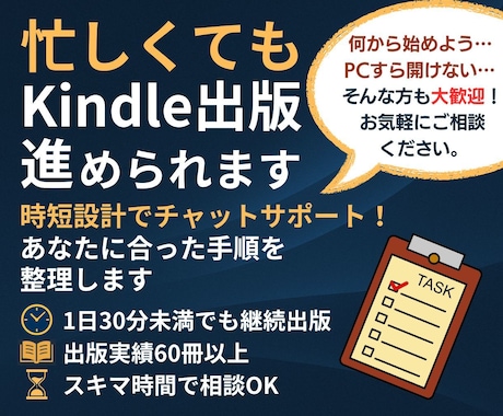 Kindle出版を時短設計！チャットサポートします 忙しいあなたに合わせた作業手順を実体験ベースで整理します イメージ1