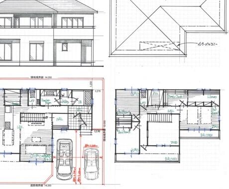 住宅の間取り及び外観デザインをご提案します 手描きにて間取り図と立面図を作成致します。※木造のみ。 イメージ1
