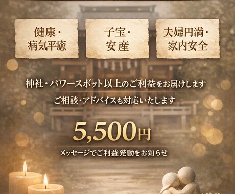 家内円満運上昇　3点セットのご利益を発動させます 神社やパワースポットにいくのと同じ、それ以上のご利益です イメージ1