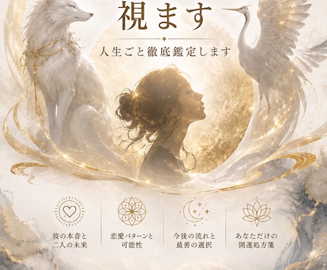 恋のすべてを。人生ごと徹底鑑定します 彼の本音・未来・恋愛癖まで全部視て、幸せになる道を示すわ イメージ1