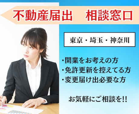 不動産業・各種届出のご相談承ります 知事免許の開業届、協会への申請、各種届出作成ご相談ください イメージ1