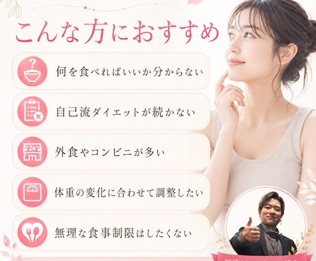 女性向けのオンライン食事管理をサポートします PFC設計と定期添削で、無理なく続く習慣へ イメージ2