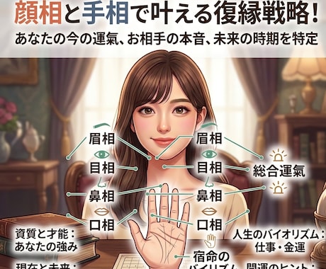 顔相で占う復縁の可能性｜二人の縁と転機を占います 【本気の方限定】諦めたくない恋を、あなただけの戦略で成就へ。 イメージ2