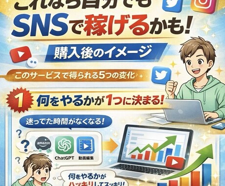 先着2名！SNSで収益化する具体的な方法を教えます 何をやるか決めて、実際に1つ公開するところまで一緒に進めます イメージ2