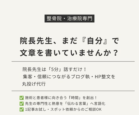 整骨院様専門｜HP文章を改善します イメージ1