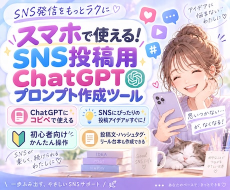 SNS投稿で使えるプロンプト作成ツールを提供します 投稿からリールまで、SNS発信をもっと簡単に♪ イメージ1