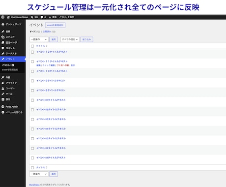 ライブハウス・イベントホール向けのサイト制作します 日々のスケジュール更新やアーティスト管理が驚くほど簡単に！ イメージ2