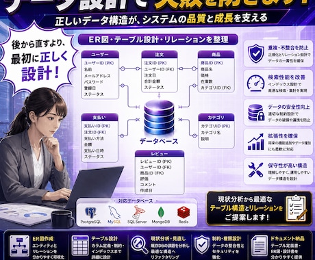システム・データベース設計を支援します 要件整理から構成設計・ER図作成まで一貫対応 イメージ2