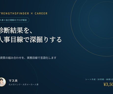 ストレングスファインダーの結果、人事目線で深掘ます 診断結果を「読んだだけ」にせず、資質を実務目線で言語化します イメージ1
