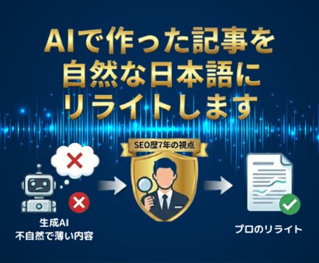 AI記事を自然なSEO文章にリライトします 7年の実戦SEO基準でその弱点を洗い出し戦える形に整えます！ イメージ1
