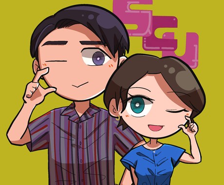デフォルメイラスト、似顔絵描きます 目を引く配色でポップな絵を描きます！アイコン等にどうぞ！ イメージ2