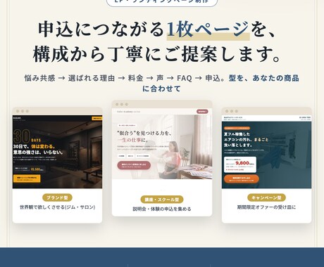 集客用のランディングページを制作します 講座・サロン・ジムの申込につながる1枚ページを設計します イメージ1
