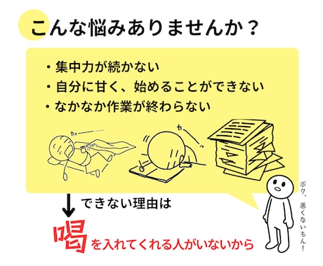 喝を入れて強制的に仕事や勉強をさせます 行動できない原因を洗い出し、あなたを行動に導く！ イメージ2
