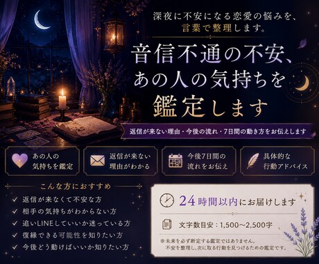 音信不通の不安、あの人の気持ちを鑑定します 返信が来ない理由・今後の流れ・7日間の行動を文章で整理します イメージ1
