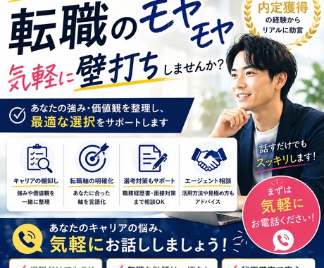 転職やキャリアに悩んでる方、相談受付ます 大手転職経験有り/戦略的思考で言語化の補助/年収アップ イメージ1