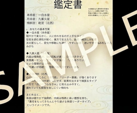 九星気学を用いてあなたの運勢を鑑定します あなたの鑑定書の作成をします。 イメージ2