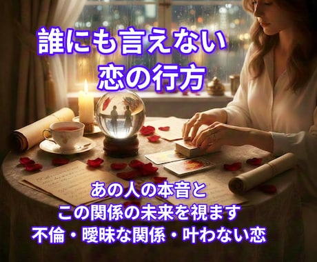 不倫で苦しむあなたへ｜彼の本音と未来優しく占います あなたは悪くない。誰にも言えない恋に寄り添います。 イメージ1