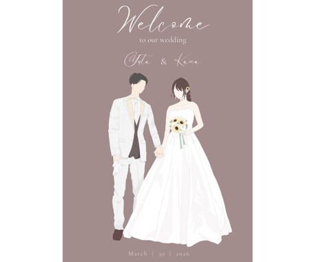 手描きウェルカムボードイラストを作成いたします 淡色好きのあなたに刺さるウェルカムボードを描きます！ イメージ2