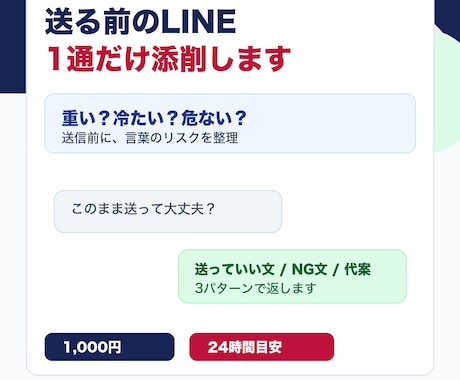 送る前のLINEを1通だけ添削します 送る前に危ない一文だけ直します イメージ1